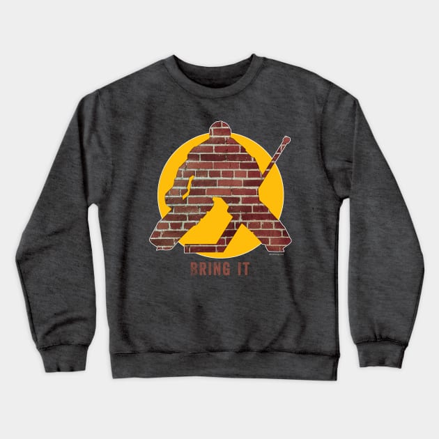 Brick Wall Hockey Goalie Crewneck Sweatshirt by eBrushDesign